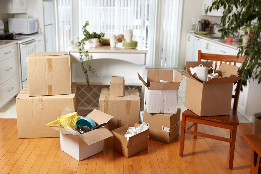 student boxes at home